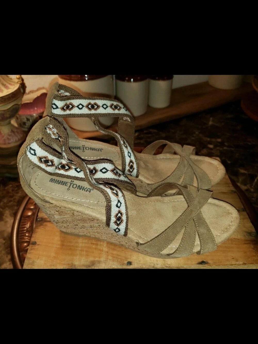 MinnetonkaDrew Wedge Sandal Stretchy & Strappy
